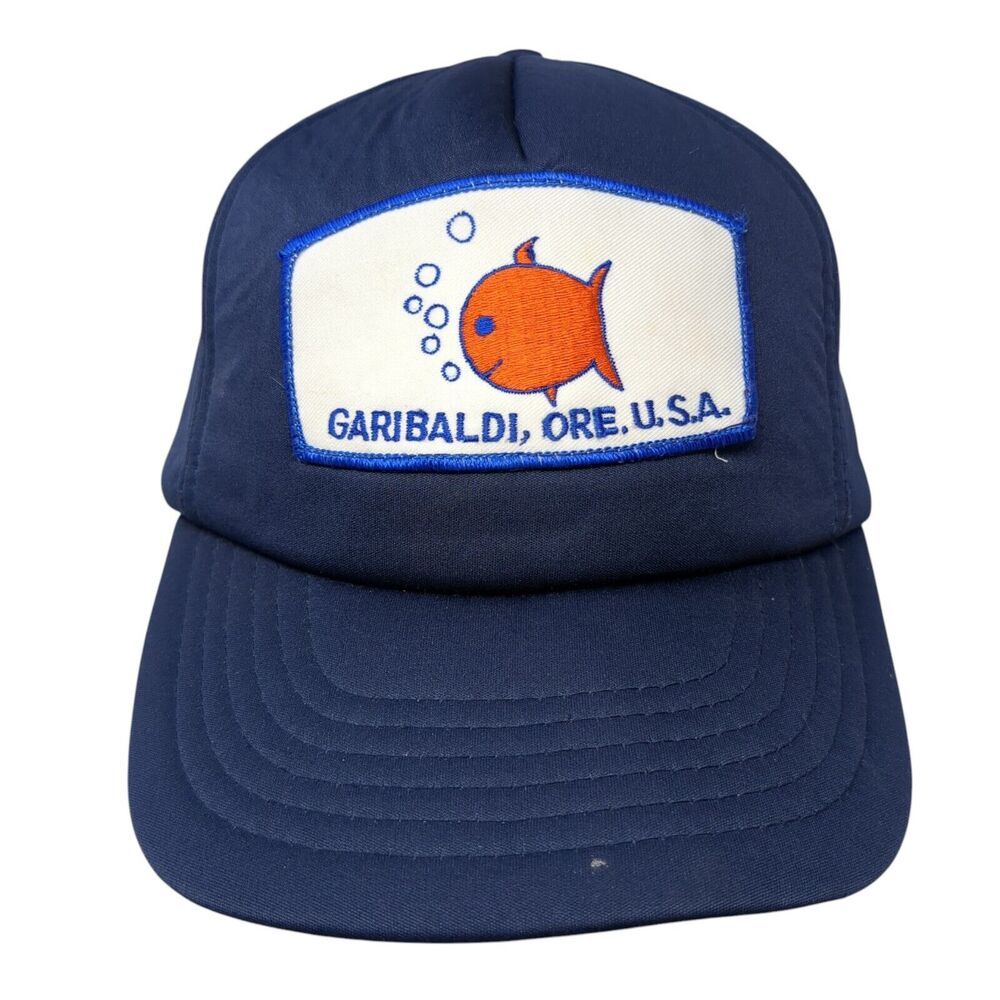Garibaldi Ore USA Snapback Hat Blue M/L Adjustable Patch Logo 6 Panel Sportco